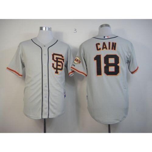 6863d9e315de3_1 Giants #18 Matt Cain Grey Cool Base Road 2 Stitched MLB Jersey