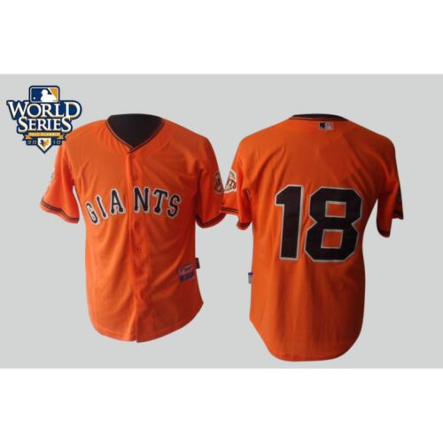 6863da075d51e_1 Giants #18 Matt Cain Orange Cool Base w/2010 World Series Patch Stitched MLB Jerseys