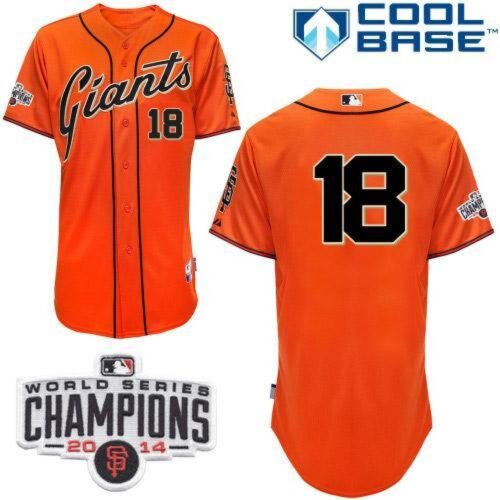 6863da0bd4e5e_1 Giants #18 Matt Cain Orange W/2014 World Series Champions Patch Stitched MLB Jersey