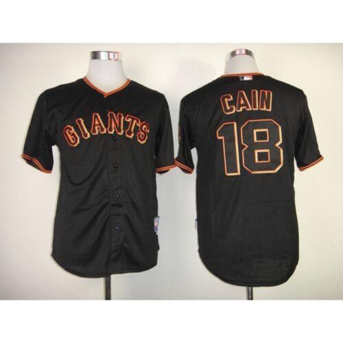 6863da12e3a95_1 Giants #18 Matt Cain Black Stitched MLB Jersey