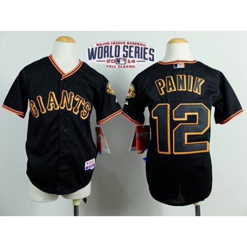 6863da7210766_1 Giants #12 Joe Panik Black Cool Base W/2014 World Series Patch Stitched Youth MLB Jersey