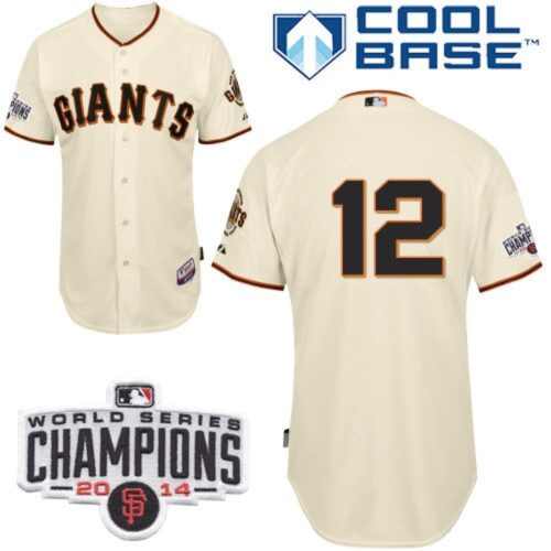 6863dab1282c3_1 Giants #12 Joe Panik Cream Home Cool Base W/2014 World Series Champions Patch Stitched MLB Jersey
