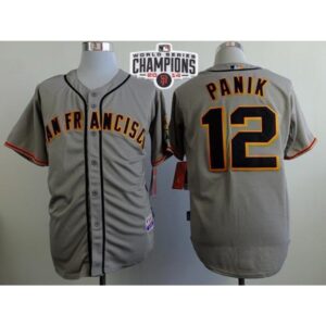 6863dab9199a1_1 Giants #12 Joe Panik Grey Road Cool Base W/2014 World Series Champions Stitched MLB Jersey