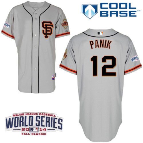 6863dac87f551_1 Giants #12 Joe Panik Grey Road 2 Cool Base W/2014 World Series Patch Stitched MLB Jersey