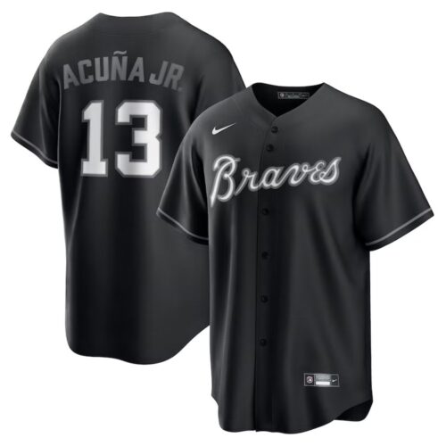 6863daf3cbbdf_1 Men's Atlanta Braves #13 Ronald Acuna Jr. Nike Black Lights Out Replica Player Jersey