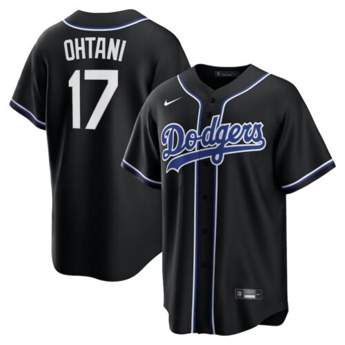 6863db02d03fc_1 Men's Los Angeles Dodgers #17 Shohei Ohtani Nike Black Lights Out Replica Player Jersey