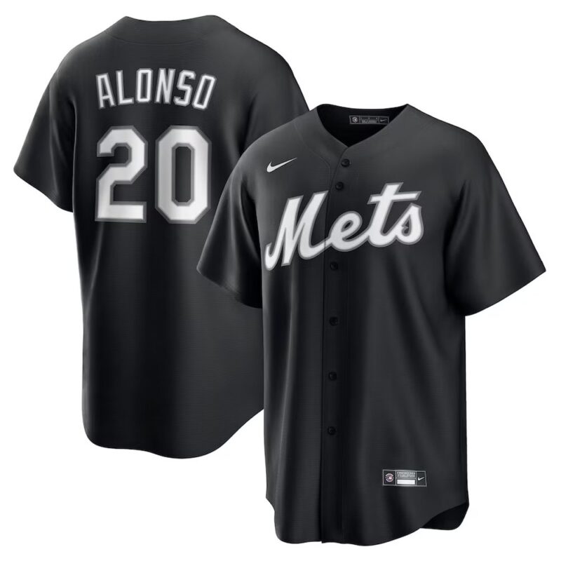 6863db1e5d909_1 Men's New York Mets #20 Pete Alonso Nike Black Lights Out Replica Player Jersey