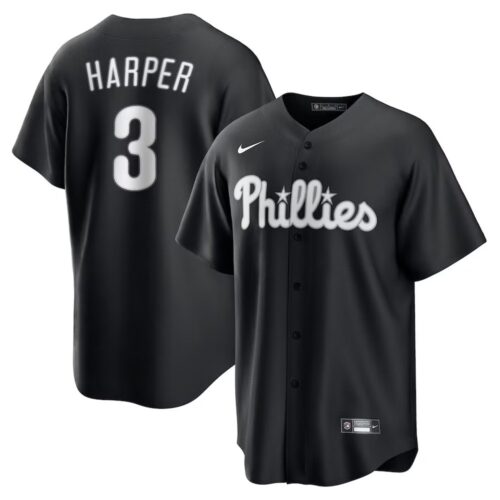6863db2cef2f5_1 Men's Philadelphia Phillies #3 Bryce Harper Nike Black Lights Out Replica Player Jersey