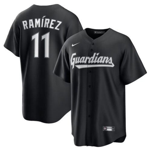 6863db8b052b4_1 Youth Cleveland Guardians #11 Jose Ramirez Nike Black Lights Out Replica Player Jersey