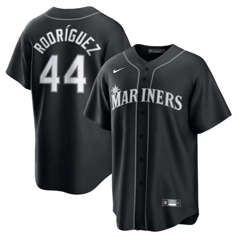 6863db8fa682d_1 Youth Seattle Mariners #44 Julio Rodriguez Nike Black Lights Out Replica Player Jersey