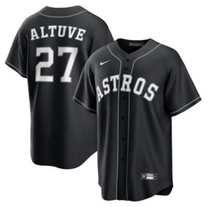 6863db92090d1_1 Youth Houston Astros #27 Jose Altuve Nike Black Lights Out Replica Player Jersey
