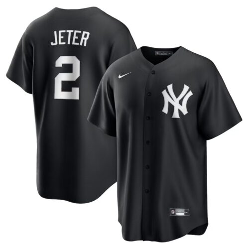 6863dba7a7945_1 Youth New York Yankees #2 Derek Jeter Nike Black Lights Out Replica Player Jersey