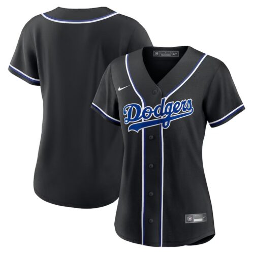 6863dbaecd590_1 Women's Los Angeles Dodgers Nike Black Lights Out Replica Jersey