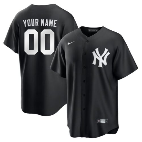 6863dbec4bae0_1 Men's New York Yankees Nike Custom Black Lights Out Replica Jersey