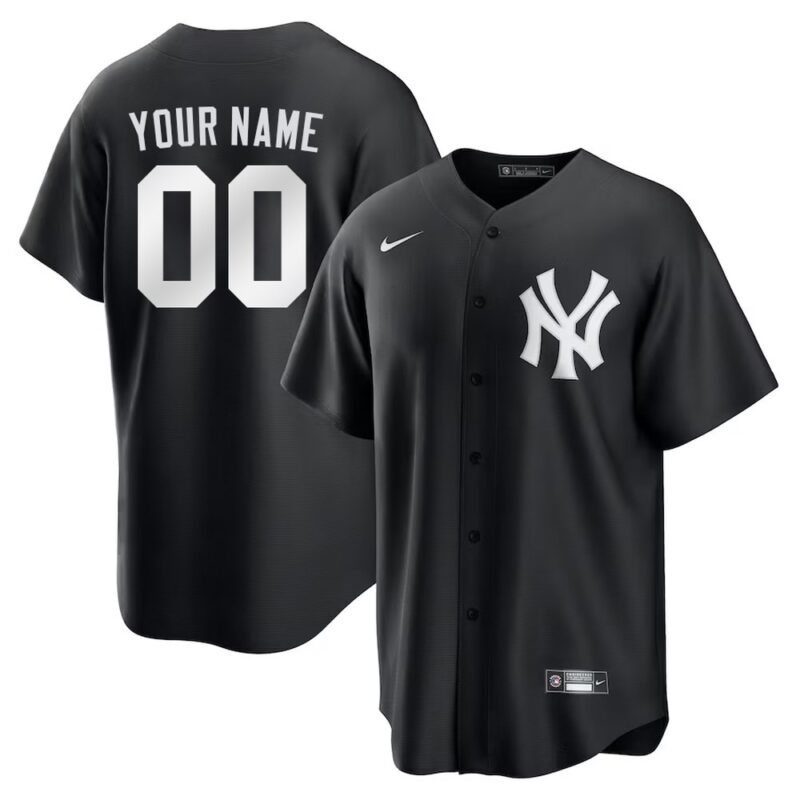 6863dbec4bae0_1 Men's New York Yankees Nike Custom Black Lights Out Replica Jersey