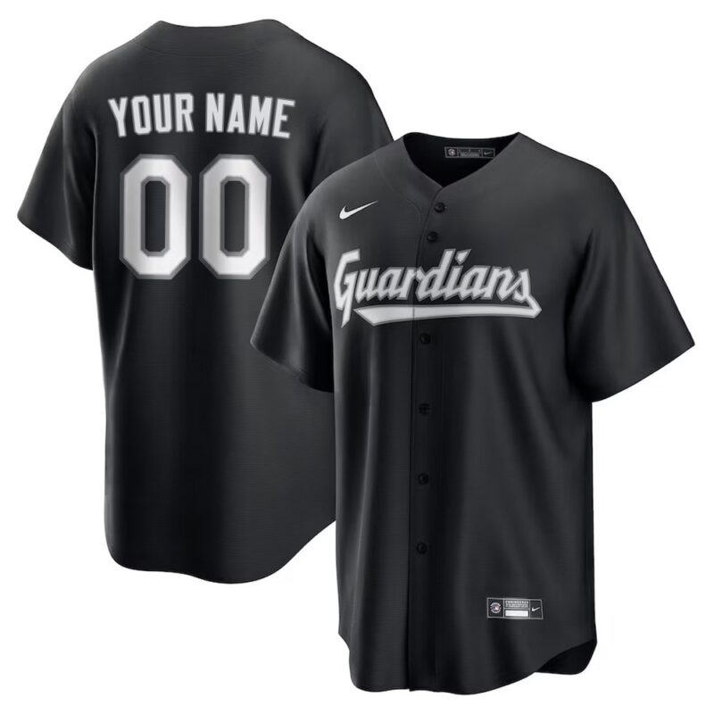 6863dbf6998c2_1 Men's Cleveland Guardians Nike Custom Black Lights Out Replica Jersey