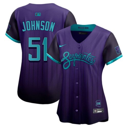 6863dcf4b7885_1 Women's Arizona Diamondbacks #51 Randy Johnson Nike Purple 2025 City Connect Limited Player Jersey