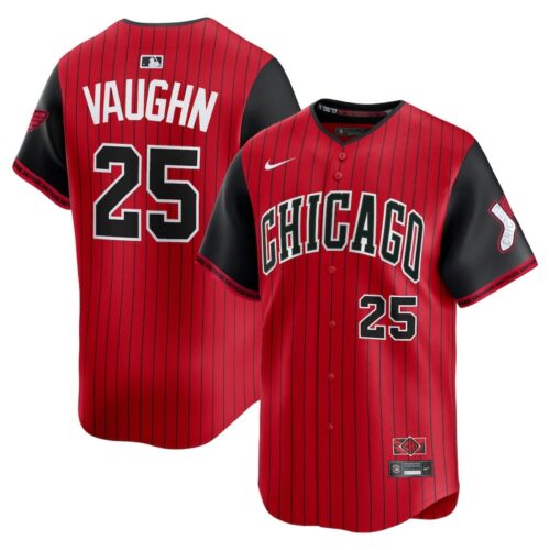 6863dd955bc3c_1 Men's Chicago White Sox #25 Andrew Vaughn Nike Red/Black 2025 City Connect Limited Player Jersey
