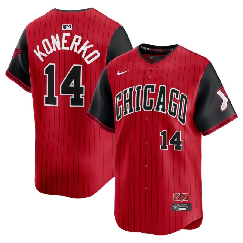 6863dd9cdb7f2_1 Men's Chicago White Sox #14 Paul Konerko Nike Red/Black 2025 City Connect Limited Retired Player Jersey
