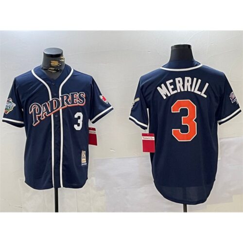 6863ddcf6c7c9_1 Men's San Diego Padres #3 Jackson Merrill Navy 1998 World Series Cool Base Stitched Baseball Jersey