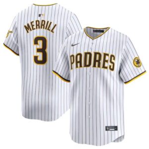 6863dddeb7bf8_1 Men's San Diego Padres #3 Jackson Merrill White 2024 Home Limited Stitched Baseball Jersey