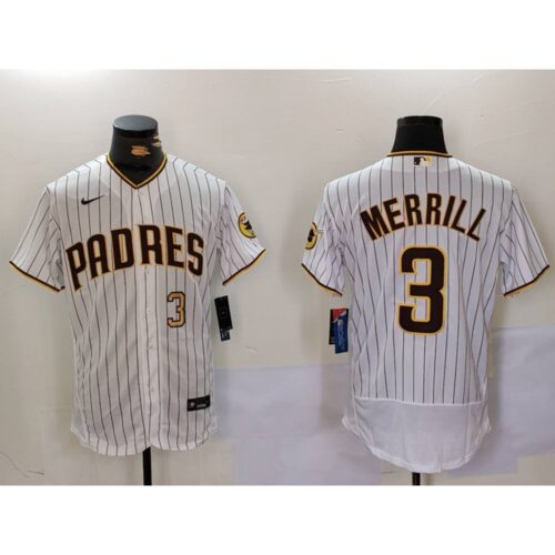 6863ddf1c21de_1 Men's San Diego Padres #3 Jackson Merrill White Flex Base Stitched Baseball Jersey