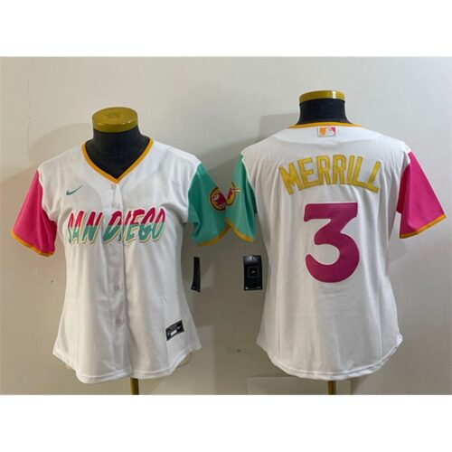 6863de0291cca_1 Women's San Diego Padres #3 Jackson Merrill White City Connect Stitched Baseball Jersey(Run Small)