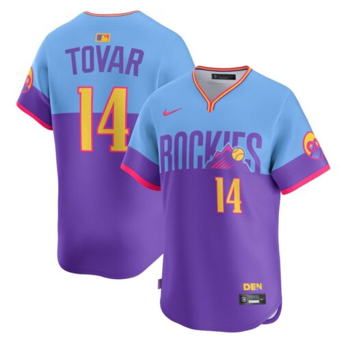 6863de5c05cc8_1 Men's Colorado Rockies #14 Ezequiel Tovar Nike Purple/Light Blue 2025 City Connect Elite Player Jersey