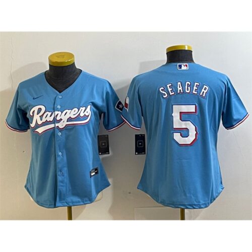 6863df01eeecb_1 Women's Texas Rangers #5 Corey Seager Blue With Patch Stitched Baseball Jersey(Run Small)