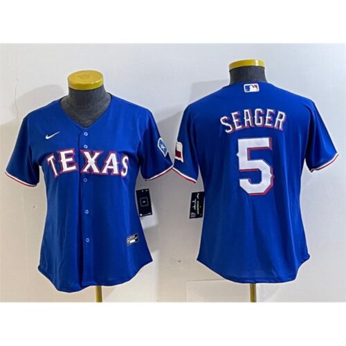 6863df04ef734_1 Women's Texas Rangers #5 Corey Seager Royal With Patch Stitched Baseball Jersey(Run Small)