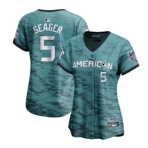 6863df082614a_1 Women's Texas Rangers #5 Corey Seager Teal 2023 All-star Stitched Baseball Jersey(Run Small)