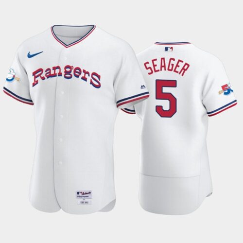 6863df13d96b4_1 Women's Texas Rangers #5 Corey Seager White 50th Anniversary Throwback Stitched Jersey(Run Small)