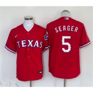 6863df3975175_1 Men's Texas Rangers #5 Corey Seager Red With Patch Cool Base Stitched MLB Jersey