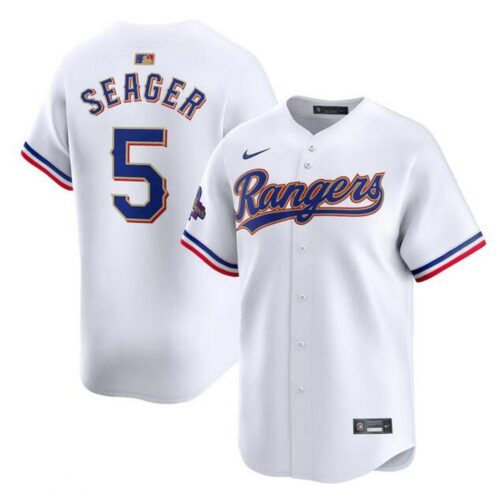 6863df626ed9d_1 Men's Texas Rangers #5 Corey Seager White 2024 Gold Collection Cool Base Stitched Baseball Jersey