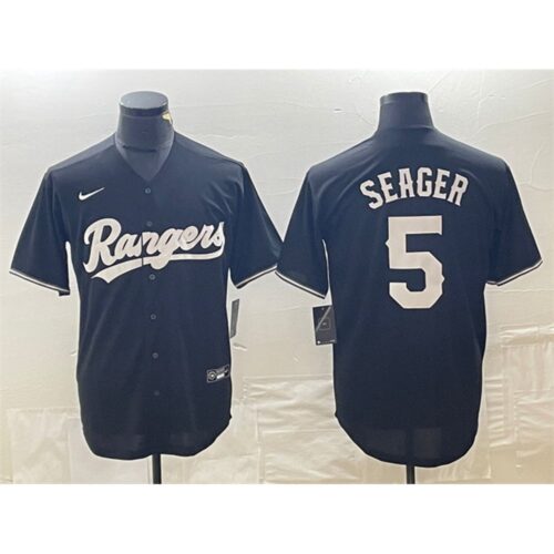 6863df7130ae9_1 Men's Texas Rangers #5 Corey Seager Black Cool Base Stitched Baseball Jersey