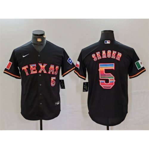 6863df7c93481_1 Men's Texas Rangers #5 Corey Seager Black Mexico Cool Base Stitched Baseball Jersey