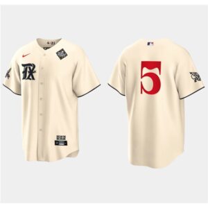 6863df96b43a2_1 Men's Texas Rangers #5 Corey Seager Cream 2023 World Series City Connect Stitched Baseball Jersey