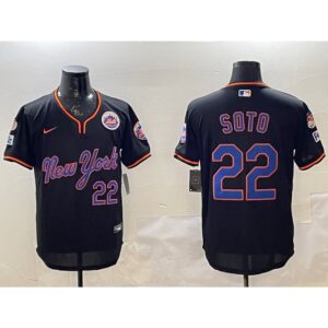 6863dfb501092_1 Men's New York Mets #22 Juan Soto Black 2025 Spring Training Stitched Baseball Jersey