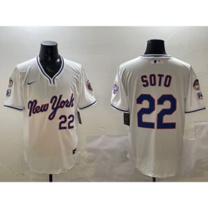 6863dfbcb22c2_1 Men's New York Mets #22 Juan Soto White 2025 Spring Training Stitched Baseball Jersey
