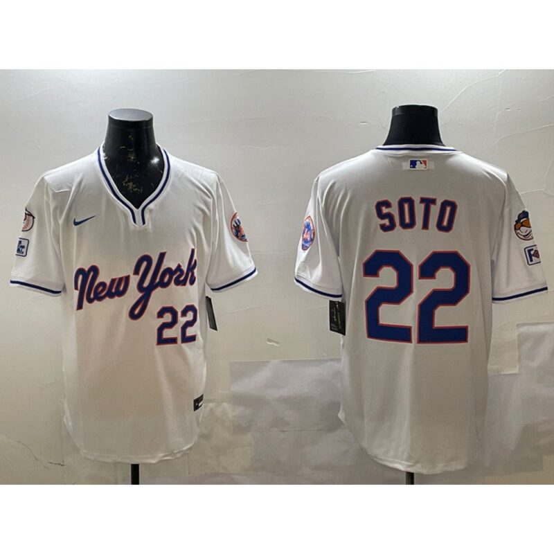 6863dfbcb22c2_1 Men's New York Mets #22 Juan Soto White 2025 Spring Training Stitched Baseball Jersey