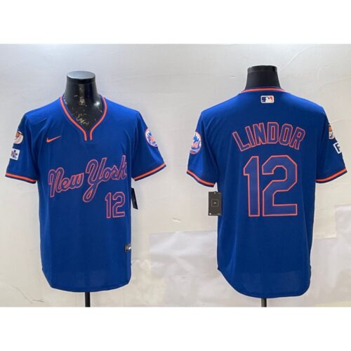 6863dfc886167_1 Men's New York Mets #12 Francisco Lindor Royal 2025 Spring Training Stitched Baseball Jersey