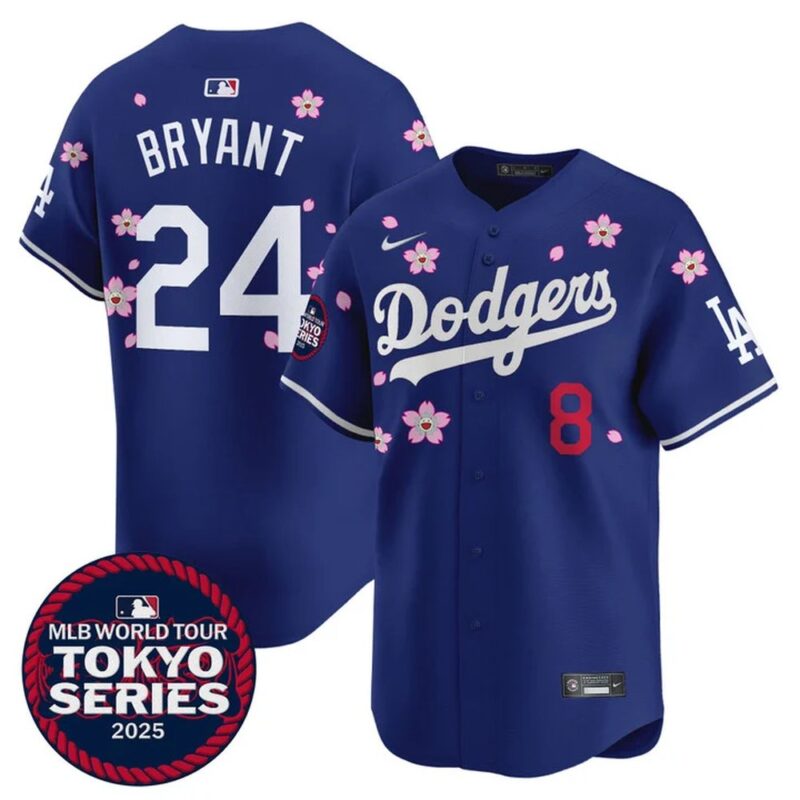 6863e04b0adc0_1 Men's Los Angeles Dodgers #8/24 Kobe Bryant Royal Tokyo 2025 Cool Base Stitched Baseball Jersey