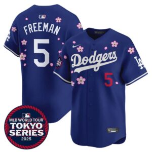 6863e04ec0b18_1 Men's Los Angeles Dodgers #5 Freddie Freeman Royal Tokyo 2025 Cool Base Stitched Baseball Jersey