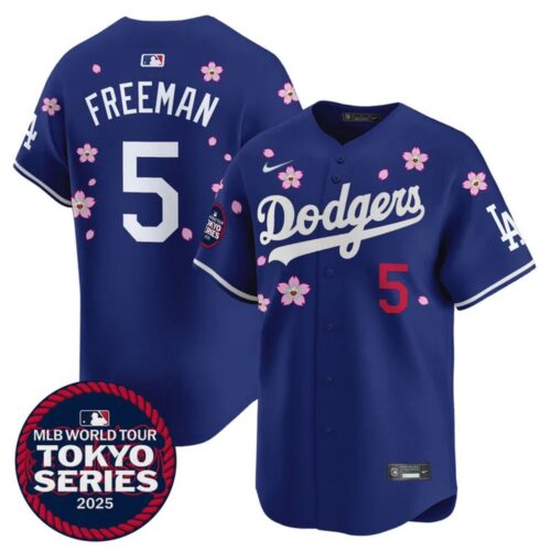 6863e04ec0b18_1 Men's Los Angeles Dodgers #5 Freddie Freeman Royal Tokyo 2025 Cool Base Stitched Baseball Jersey