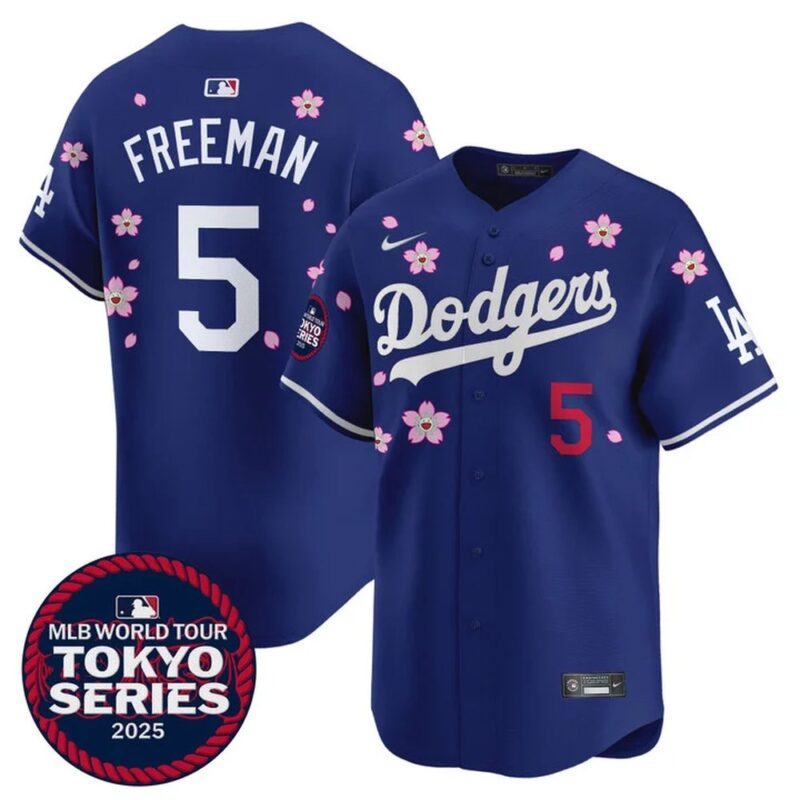 6863e04ec0b18_1 Men's Los Angeles Dodgers #5 Freddie Freeman Royal Tokyo 2025 Cool Base Stitched Baseball Jersey