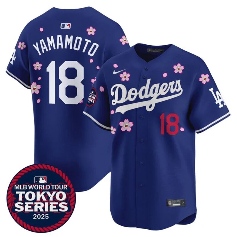 6863e05687ab0_1 Men's Los Angeles Dodgers #18 Yoshinobu Yamamoto Royal Tokyo 2025 Cool Base Stitched Baseball Jersey