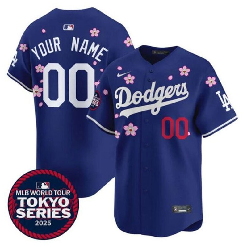 6863e06f9790c_1 Men's Los Angeles Dodgers Custom Royal Tokyo 2025 Cool Base Stitched Baseball Jersey