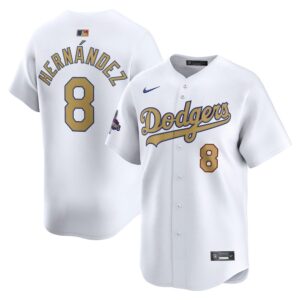 6863e09c778cd_1 Youth Los Angeles Dodgers #8 Enrique Hernandez White 2025 Gold Collection Limited Jersey