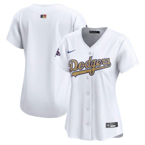 6863e0c1de646_1 Women's Los Angeles Dodgers White 2025 Gold Collection Limited Jersey