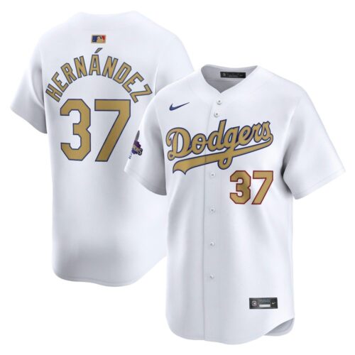 6863e0d10bcfa_1 Men's Los Angeles Dodgers #37 Teoscar Hernandez White 2025 Gold Collection Limited Jersey